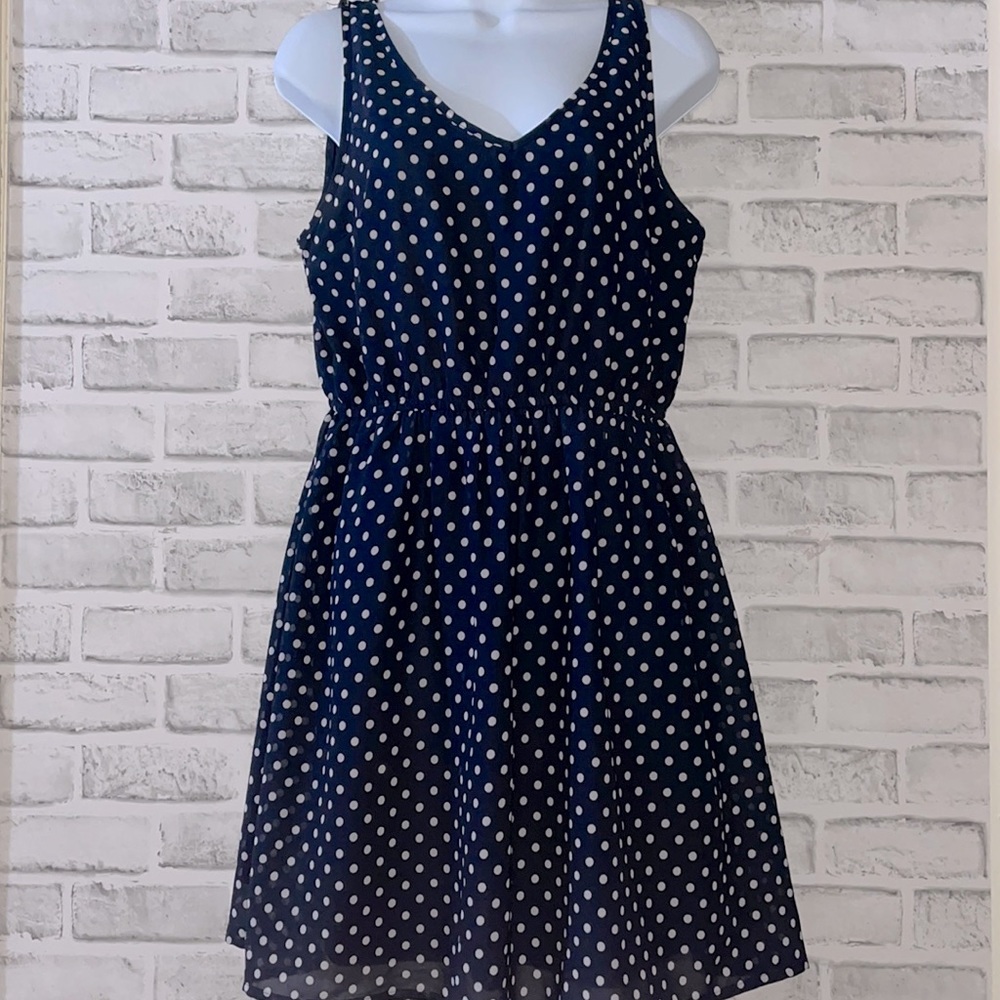 H&M (Divided) Blue and White Polka Dot Dress, Size 12